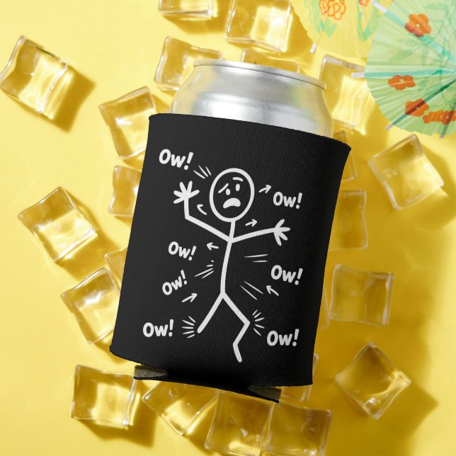 Ow Ow Ow Comedy Stick Character Funny Chronic Pain Can Cooler (In Situ Summer)