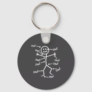 Ow Ow Ow Comedy Stick Character Funny Chronic Pain Key Ring