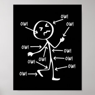 Ow Ow Ow Stick Character Figure Chronic Pain Aware Poster
