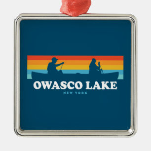 Owasco Lake New York Canoe Metal Tree Decoration