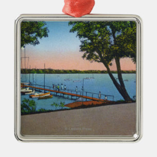 Owasco Yacht Club View of Owasco Lake Metal Tree Decoration