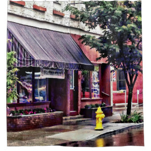 Owego NY - Fire Hydrant by Barber Shop Shower Curtain
