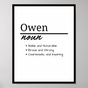 Owen, Boy Personalised Name Definition Poster
