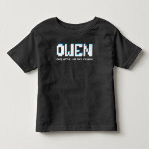 Owen boys name and meaning pixels text toddler T-Shirt