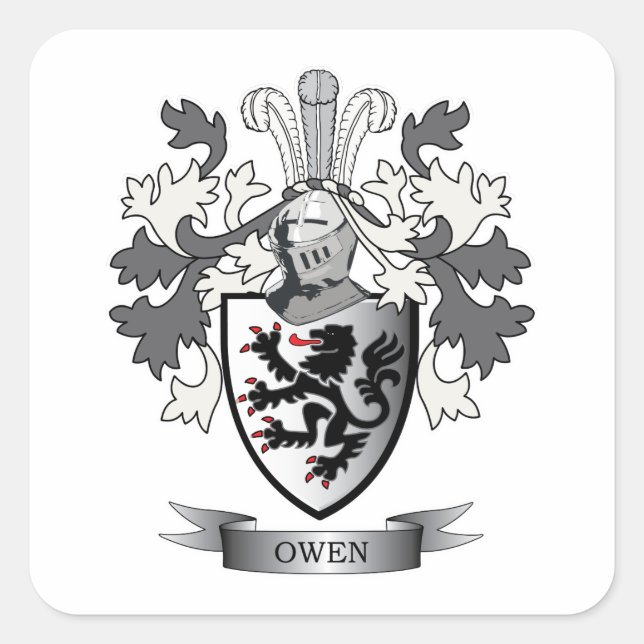 Owen Family Crest Coat of Arms Square Sticker (Front)