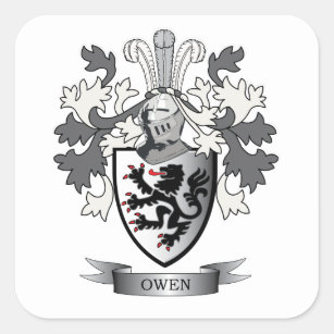 Owen Family Crest Coat of Arms Square Sticker