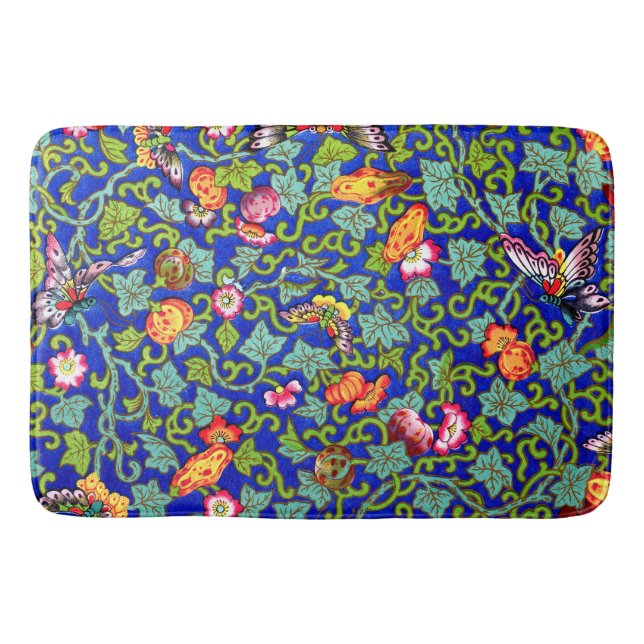 Owen Jones Antique Oriental Butterflies Bath Mat (Front)