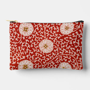 Owen Jones Chinese Ornament Red White Floral Accessory Pouch