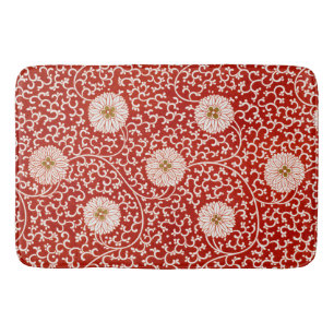 Owen Jones Chinese Ornament Red White Floral Bath Mat