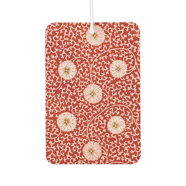 Owen Jones Chinese Ornament Red White Floral Car Air Freshener (Front)