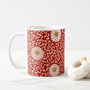 Owen Jones Chinese Ornament Red White Floral Coffee Mug