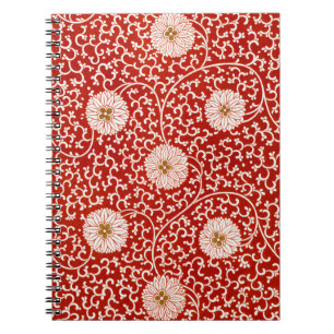 Owen Jones Chinese Ornament Red White Floral Notebook