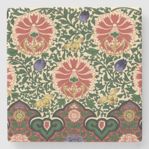 Owen Jones Chinoiserie Red Lotus Floral Art Design Stone Coaster