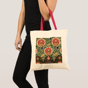 Owen Jones Chinoiserie Red Lotus Floral Art Design Tote Bag