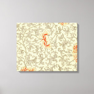 Owen Jones Vintage Pattern: Coral Floral Grey Canvas Print