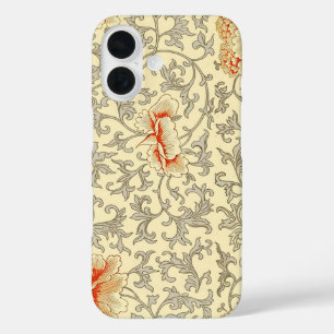 Owen Jones Vintage Pattern: Coral Floral Grey iPhone 16 Case