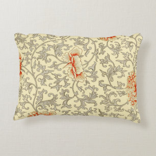 Owen Jones Vintage Pattern: Coral Floral Grey Decorative Cushion
