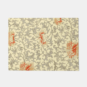 Owen Jones Vintage Pattern: Coral Floral Grey Doormat