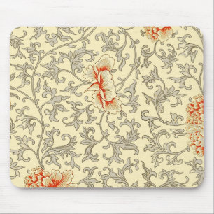 Owen Jones Vintage Pattern: Coral Floral Grey Mouse Mat