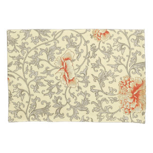 Owen Jones Vintage Pattern: Coral Floral Grey Pillowcase