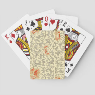 Owen Jones Vintage Pattern: Coral Floral Grey Playing Cards