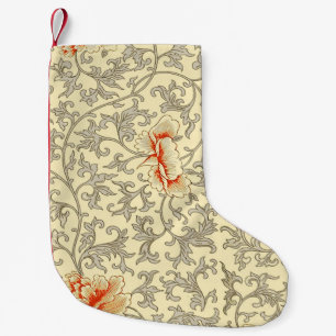 Owen Jones Vintage Pattern: Coral Floral Grey Small Christmas Stocking