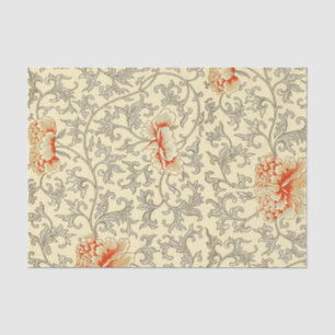 Owen Jones Vintage Pattern: Coral Floral Grey Tissue Paper