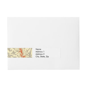 Owen Jones Vintage Pattern: Coral Floral Grey Wraparound Address Label