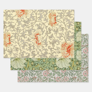 Owen Jones Vintage Pattern: Coral Floral Grey Wrapping Paper Sheet