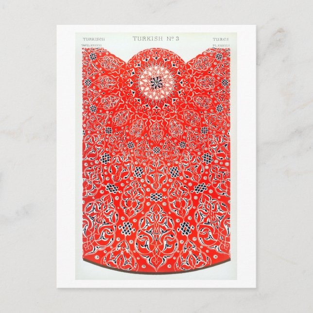 Owen Jones Vintage Red Turkish Pattern Design Postcard (Front)