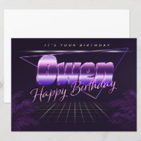 Owen Name First name purla retro card Birthday