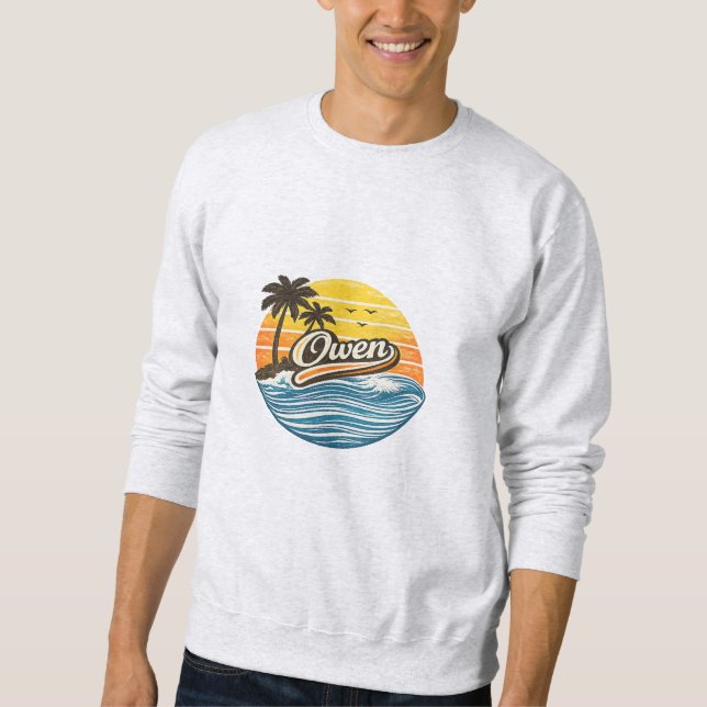 Owen Retro Sunset Name Design Sweatshirt (Front)