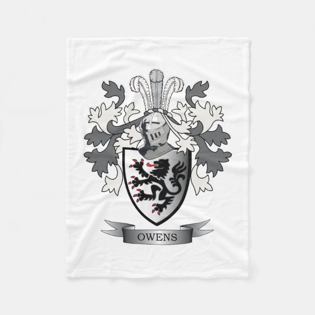 Owens Family Crest Coat of Arms Fleece Blanket (Front)