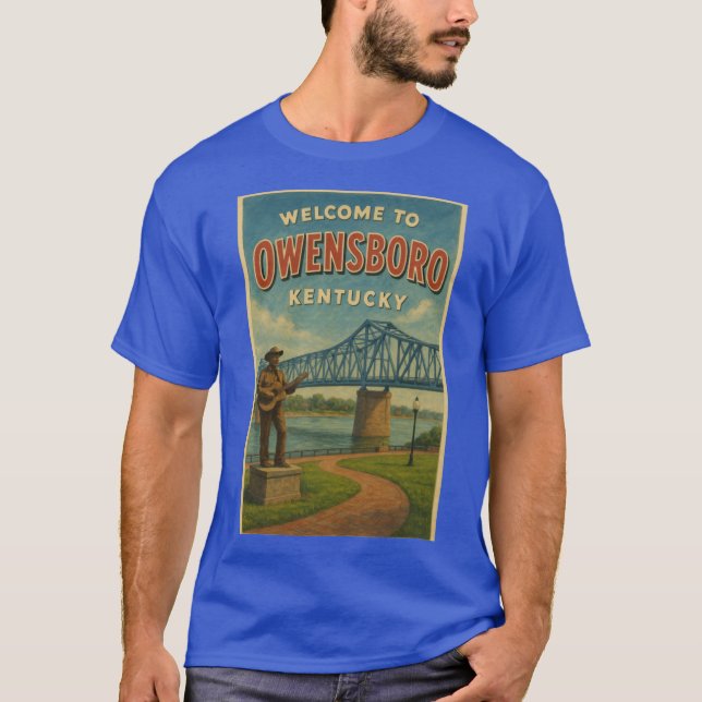Owensboro Kentucky Bridge and Bluegrass Music Stat T-Shirt (Front)