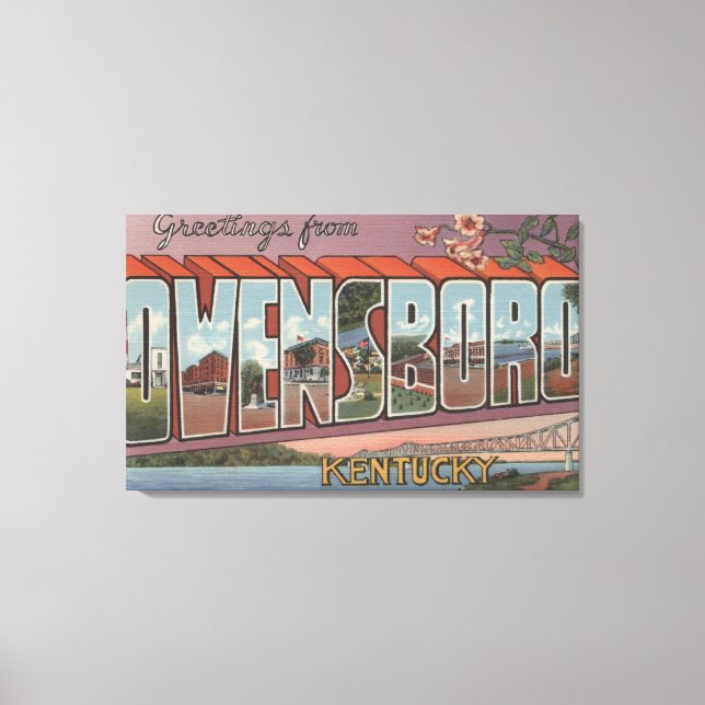 Owensboro, Kentucky - Large Letter Scenes Canvas Print (Front)