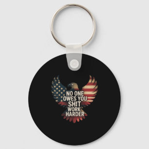 Owes You Work Harder Distressed American Flag Key Ring