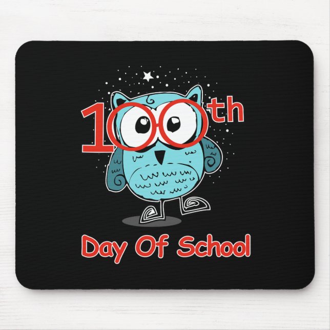 Owl 100th Day Of School 100 Days Smarter Tee  Mouse Mat (Front)