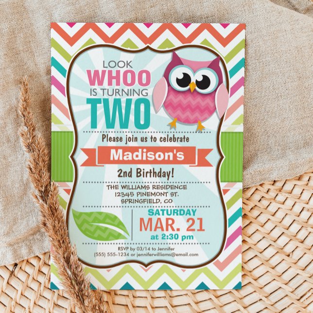 Owl 2nd Birthday Party Invitation (Creator Uploaded)