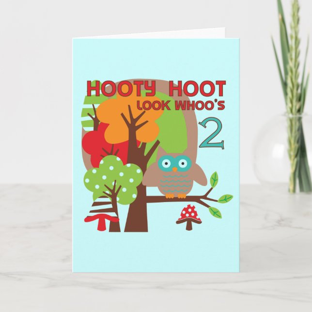 Owl 2nd Birthday T-shirts and Gifts Card (Front)