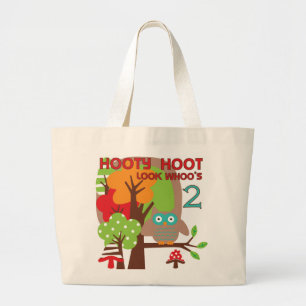 Owl 2nd Birthday T-shirts and Gifts Large Tote Bag