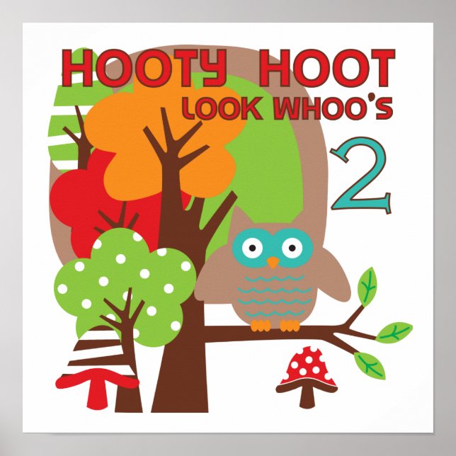 Owl 2nd Birthday T-shirts and Gifts Poster (Front)
