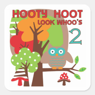 Owl 2nd Birthday T-shirts and Gifts Square Sticker