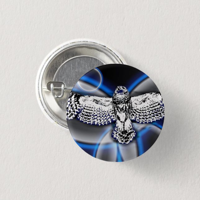 Owl 3 Cm Round Badge (Front & Back)