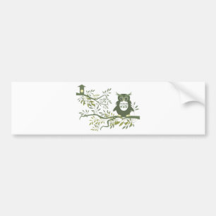Owl 3 ~ Owl Sitting On Tree Branch Bumper Sticker