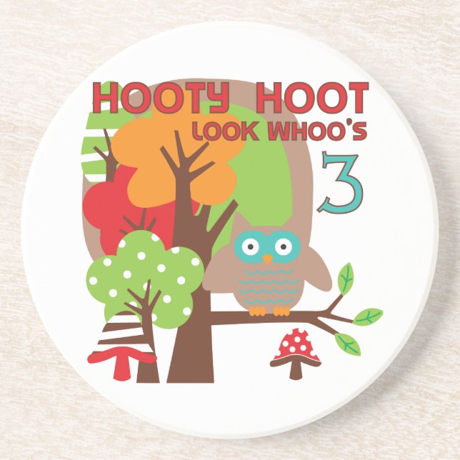 Owl 3rd Birthday T-shirts and Gifts Coaster (Front)