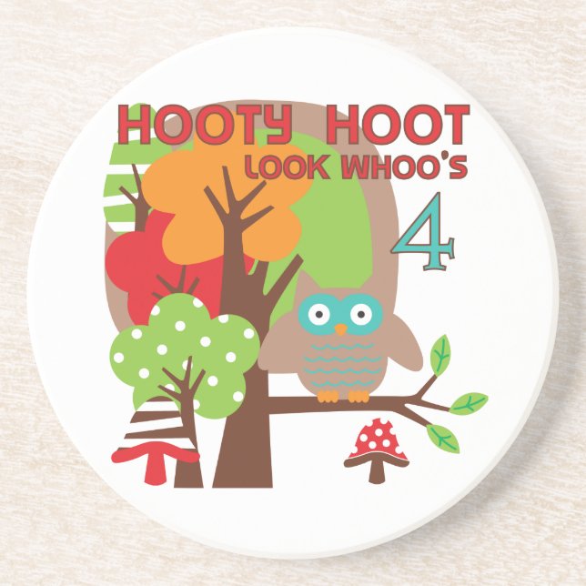 Owl 4th Birthday T shirts and Gifts Coaster (Front)