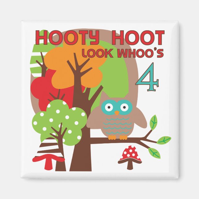 Owl 4th Birthday T shirts and Gifts Magnet (Front)