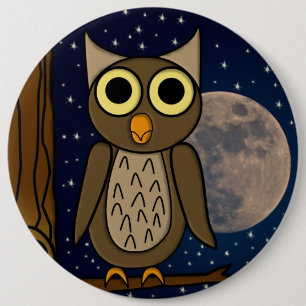 owl 6 cm round badge