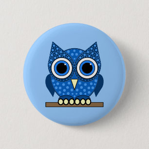 owl 6 cm round badge