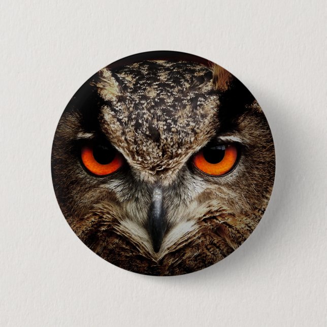Owl 6 Cm Round Badge (Front)